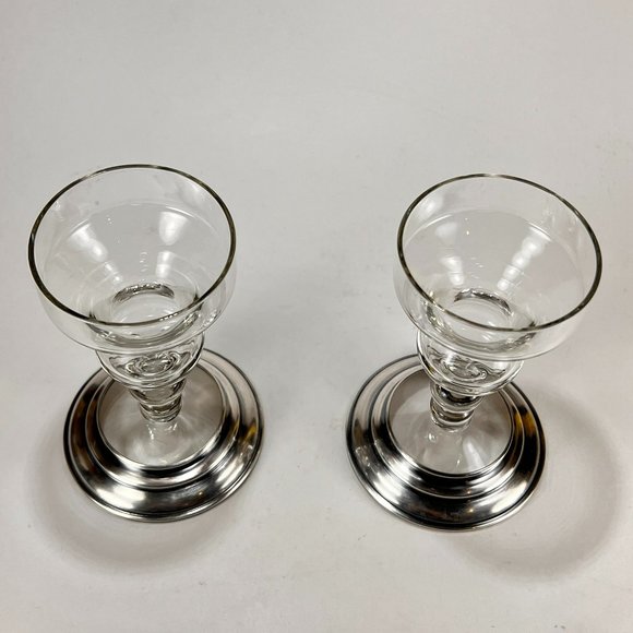 Vtg B I Candle Stick Holder Sterling Silver Base Cut Glass Lot of 2 - Picture 5 of 16